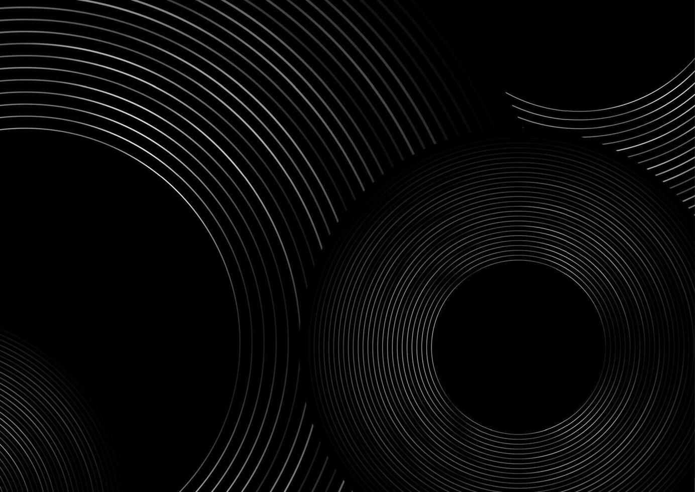 Black grey metallic circles abstract tech geometric background vector