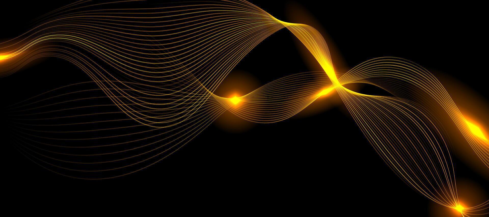 Bright orange minimal wavy glowing lines abstract futuristic tech background vector