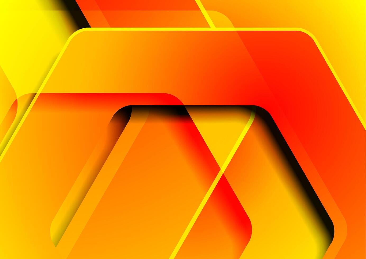 Orange red glossy hexagons abstract hi-tech background vector