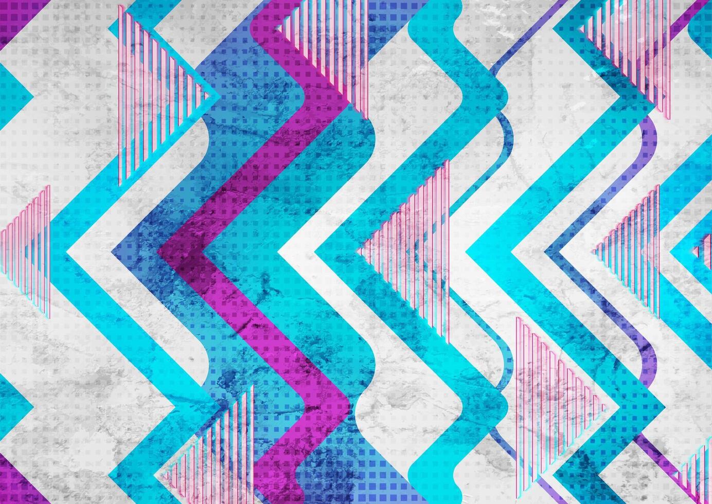 Retro grunge geometric abstract blue violet tech background vector