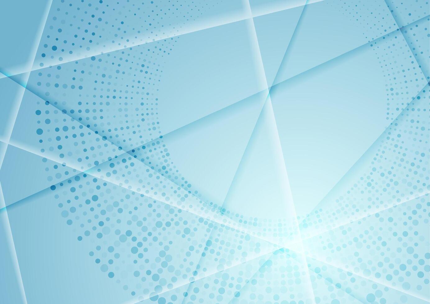 Abstract blue shiny geometric futuristic background with halftones vector