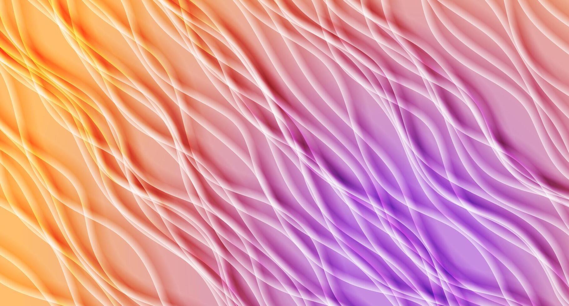 Bright orange violet glossy waves abstract elegant background vector