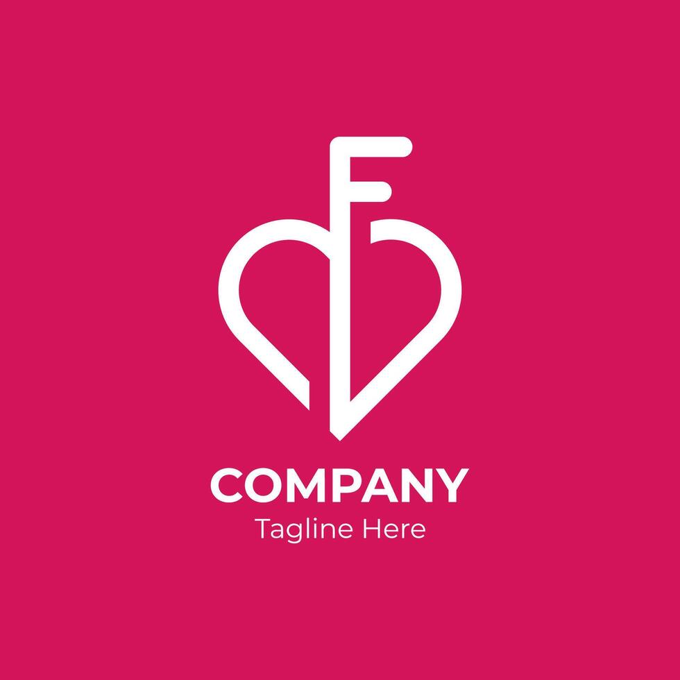 Letter F love logo icon design element. Initial F with heart logo concept. vector
