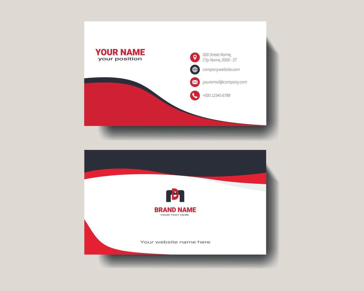 Modern Business Card Design with Red and White Accents pro vector