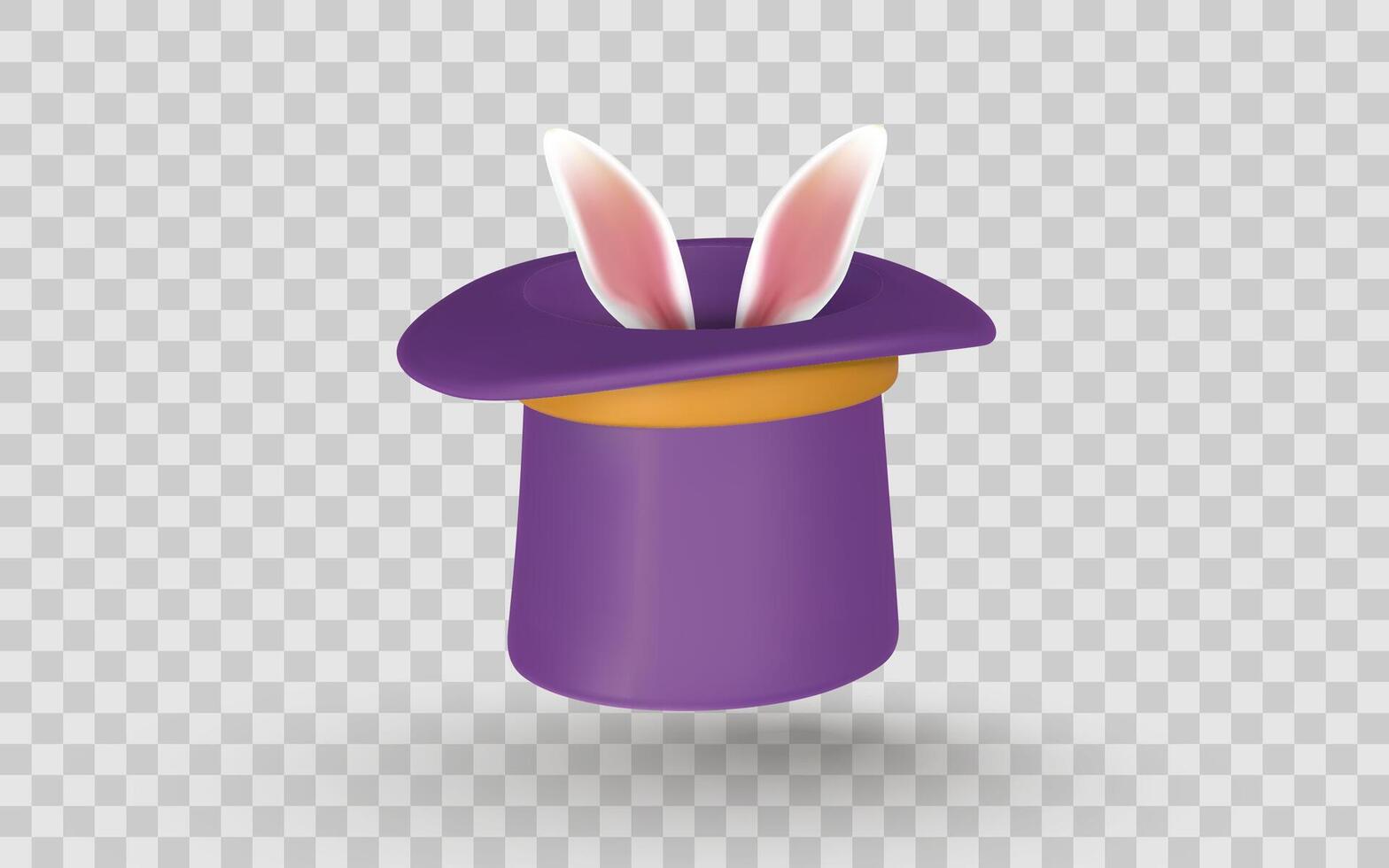 Magic Hat with Bunny Ears Popping Out in 3D Style. Fun and Colorful Icon for Tricks, Shows, or Easter Designs. Illustration vector