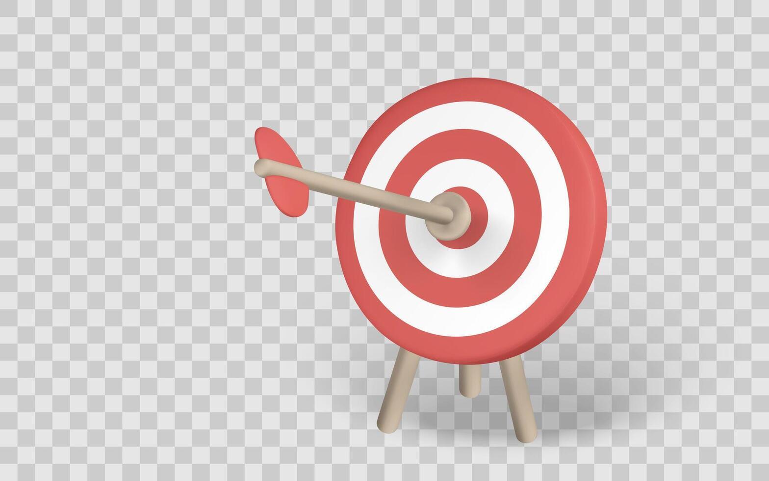 Target With Arrow Hitting Bullseye, Symbol of Precision, Focus, and Success. 3D Minimal Style Design. Perfect for Business or Marketing Themes. Illustration vector