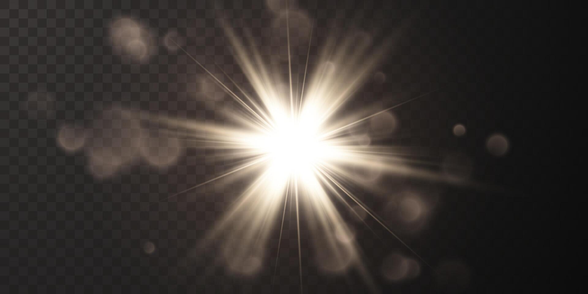 Bright flash effect with rays and glare. Light light blur effect. vector