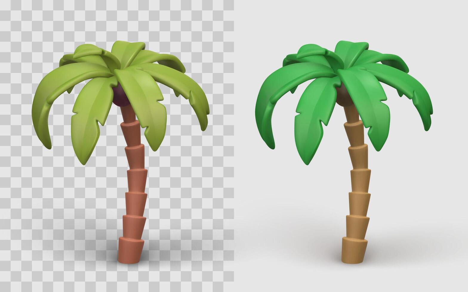 Palm Tree Cartoon 3D Icon Tropical Exotic Island Plant in Green and Brown Colors. Great for Summer Design Projects. Illustration vector