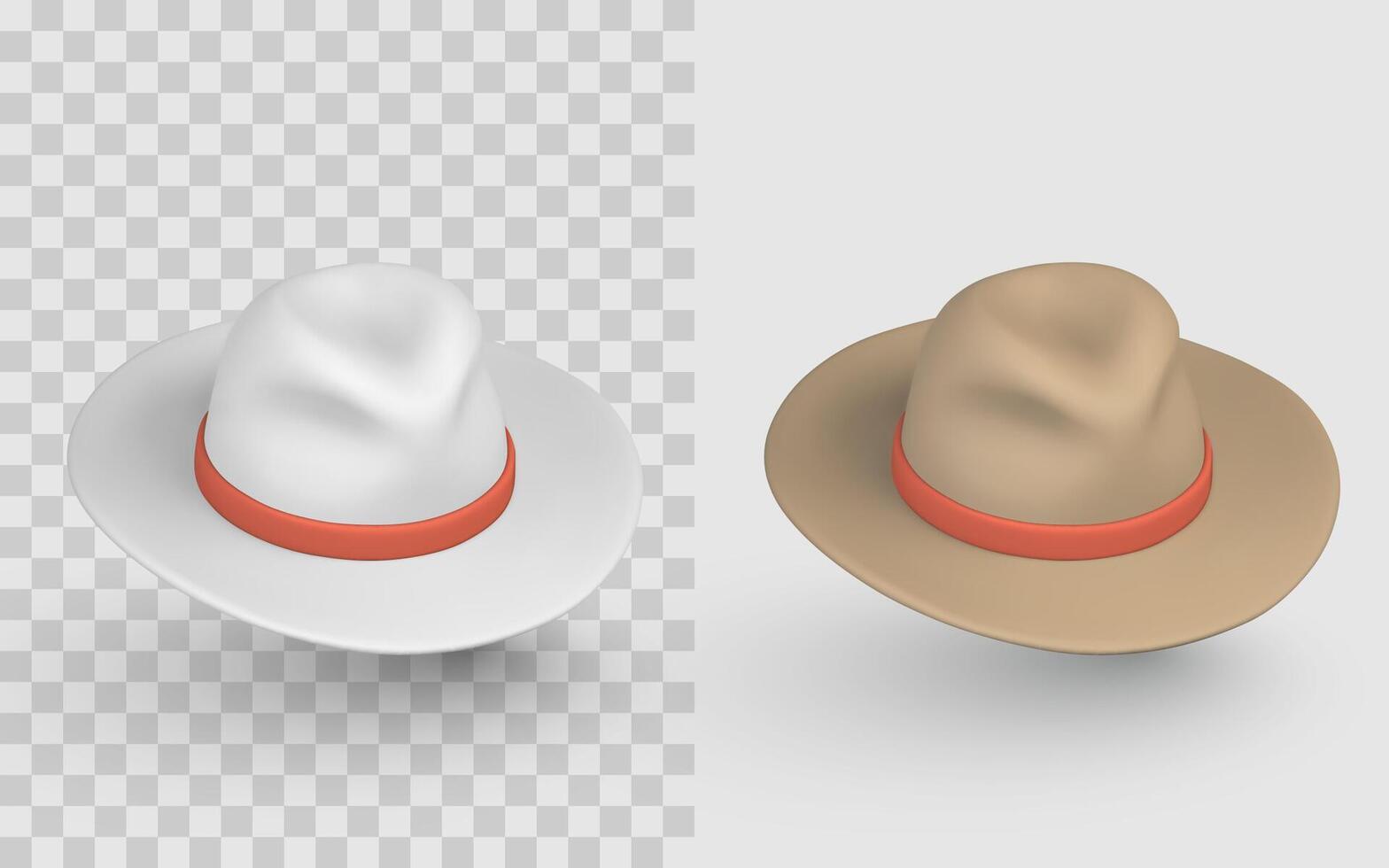 Cowboy Hat with Red Band in Minimal 3D Style, Classic Fedora Icon for Western, Fashion, or Retro Concepts. Rendered. Perfect for Branding. Illustration vector