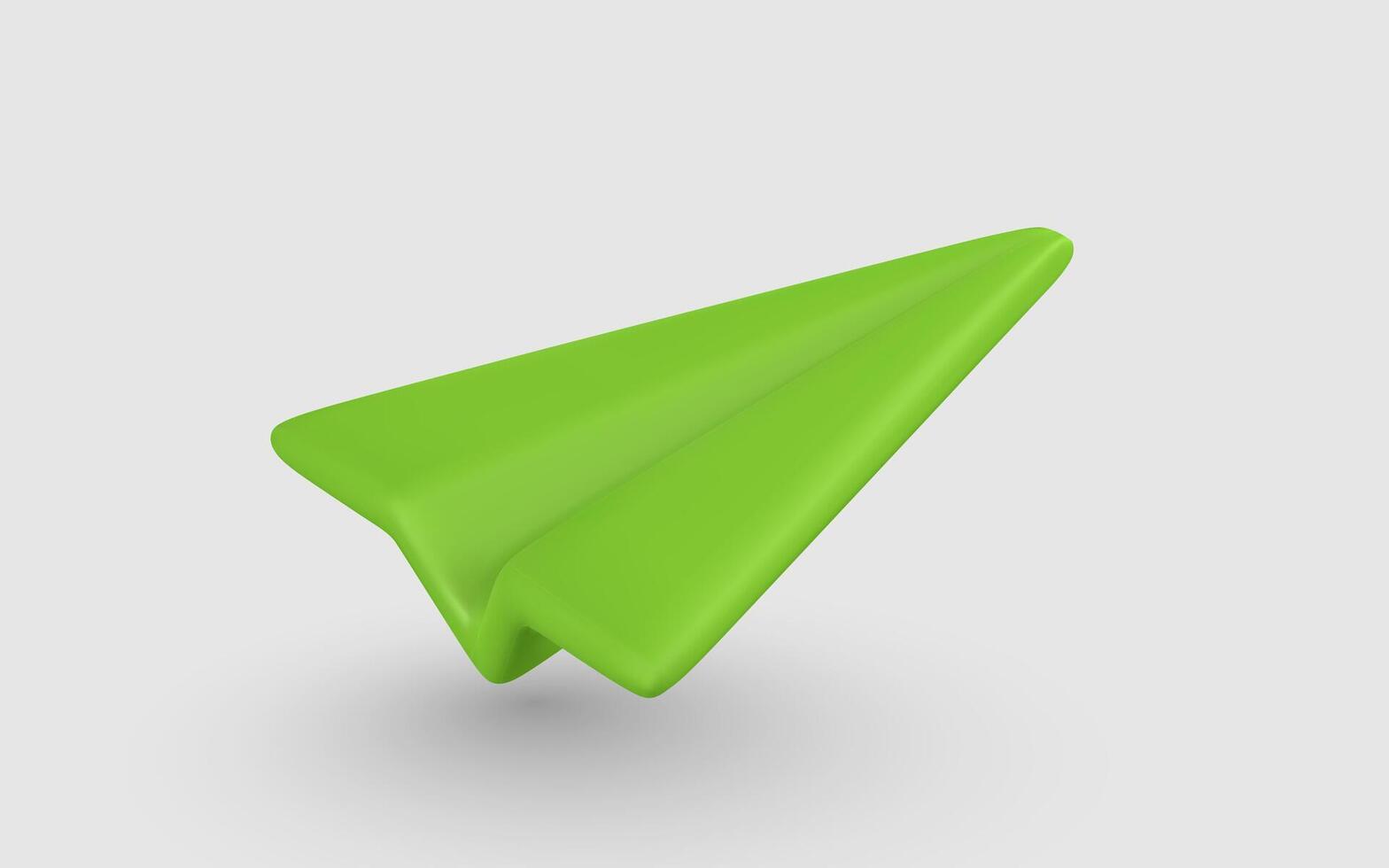 Paper Airplane Icon in Bright Green 3D Style, Perfect for Communication, Message, Flight, or Startup Concepts. Fun and Minimal Look. Illustration vector