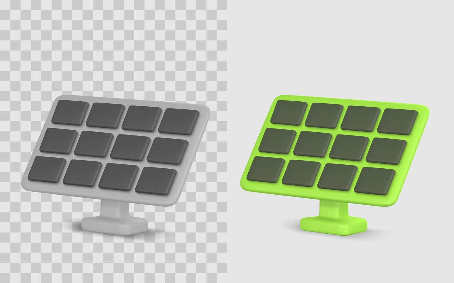 Solar Panel 3D Icon with Modern Glossy Style and Minimal Design, Green Energy Technology Element for Eco Apps, UI, and Infographics. Illustration vector