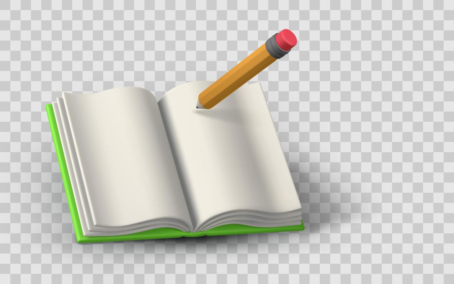 Open Book With Pencil, 3D Realistic Style, Perfect For Education, Learning, Writing, Or School Concepts. Minimal And Clean Design. Illustration vector