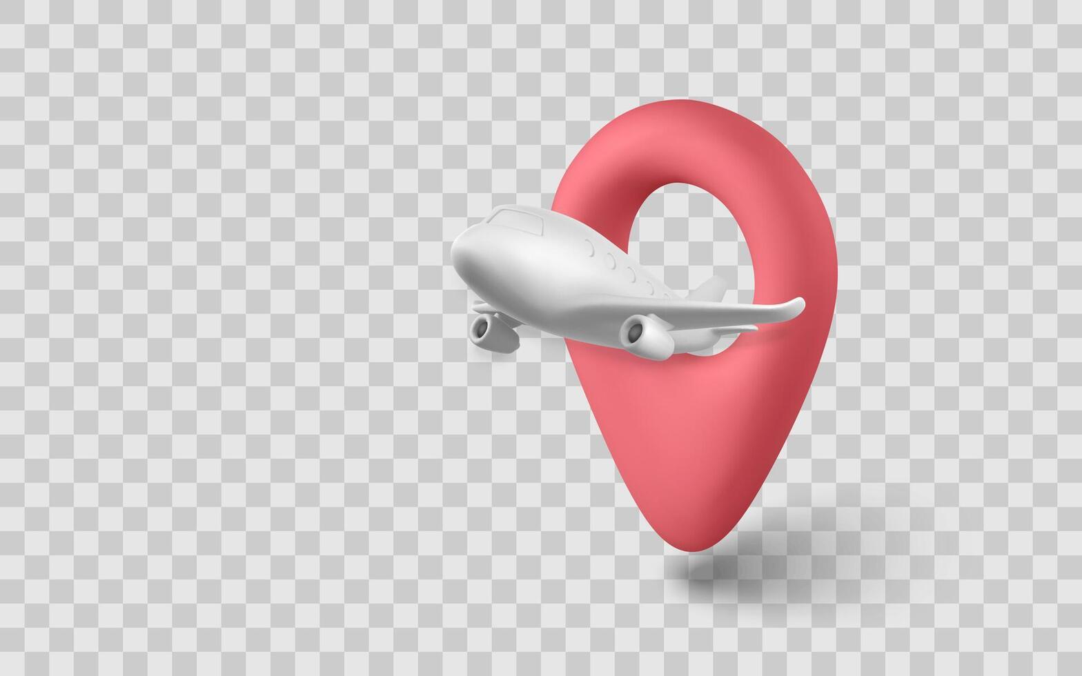 Airplane Flying Through 3D Map Pin Icon, Ideal for Travel, Navigation, and Location Concepts in Modern Design Projects. Illustration vector