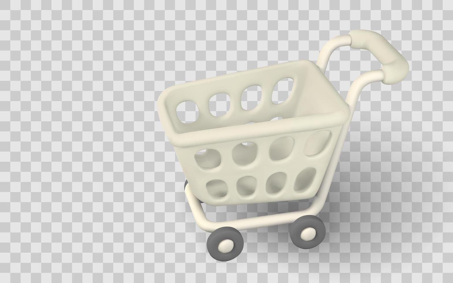 Shopping Cart Icon in 3D Style Perfect for Online Store, Retail, or E-Commerce Themes. Modern Minimal Render for UI or Marketing Use. Illustration vector