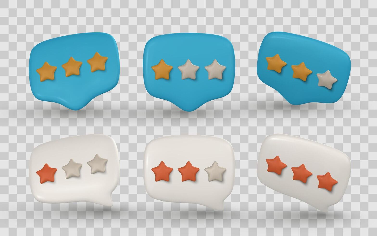 3D Star Rating Icons in Speech Bubbles for Reviews and Feedback UI, Colorful and Minimal Style. Illustration vector