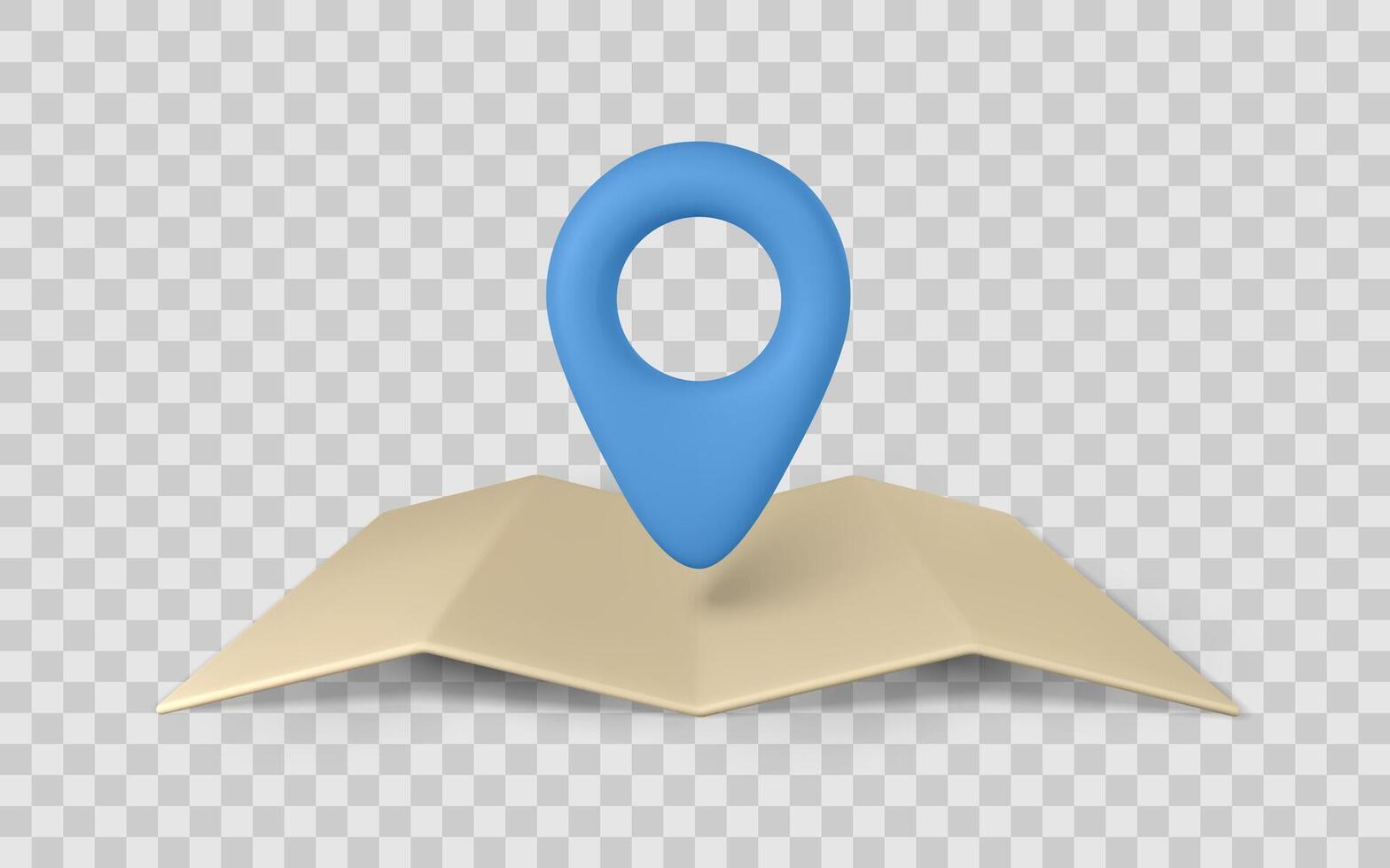 Map Location Pin Icon on Folded Paper Map in 3D Style. Perfect for Navigation, GPS, Travel, and Mobile App UI Design Projects. Clean and Minimal Style. Illustration vector