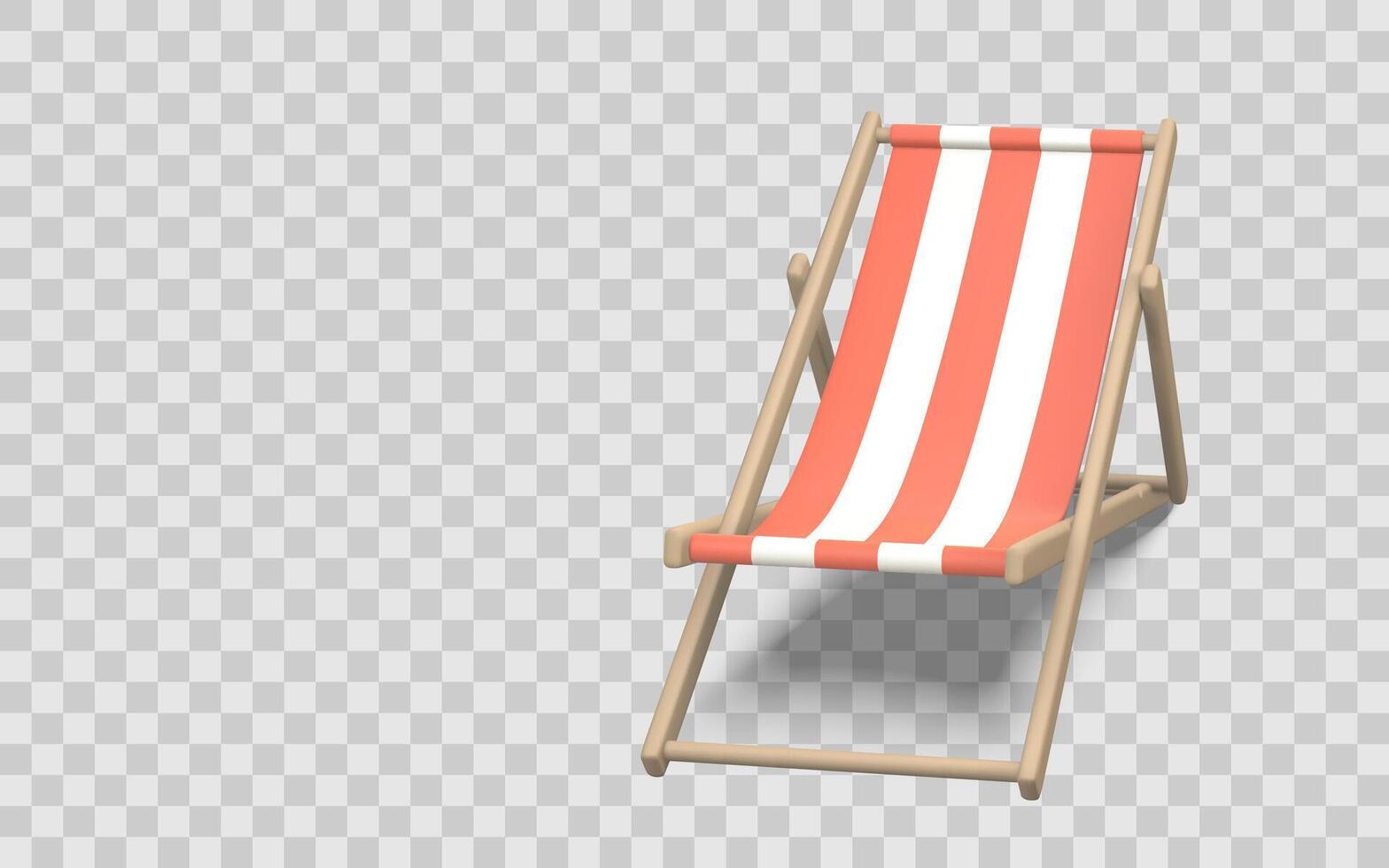 Beach Chair with Red and White Stripe, Perfect for Summer, Travel, or Holiday Design Projects. Illustration vector
