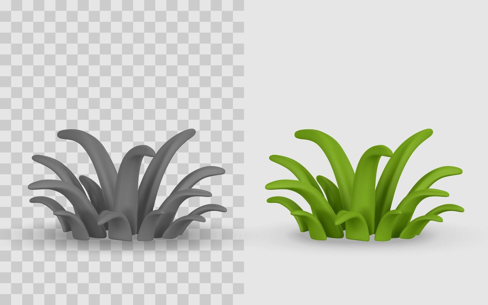 3D Grass Icon In Cartoon Style, Nature Element For Game UI Or Landscaping Design. Green Plant Object. Illustration vector