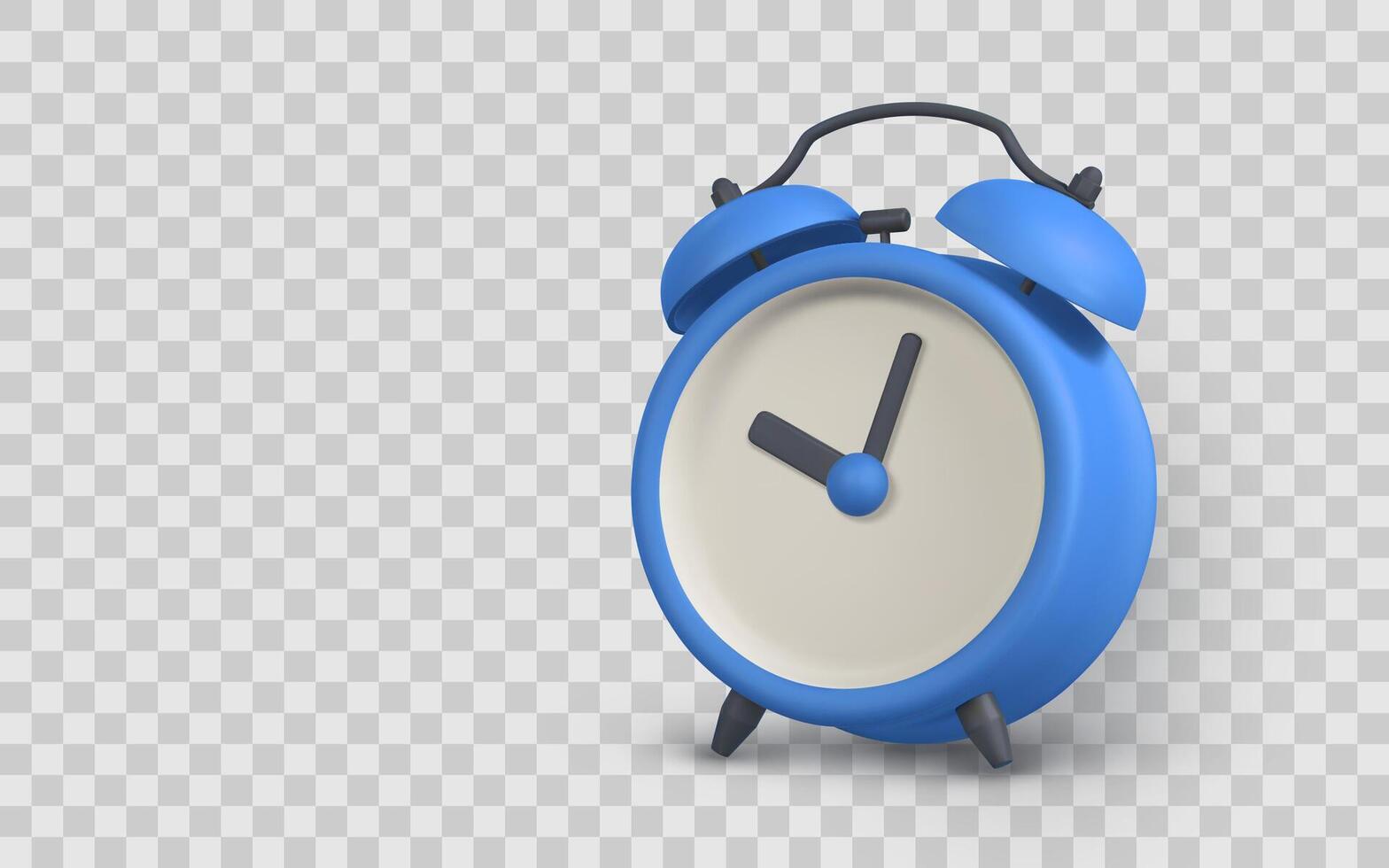 Blue Alarm Clock Icon 3D Realistic Style Perfect for Time, Reminder, or Wake-Up Concepts. Illustration vector