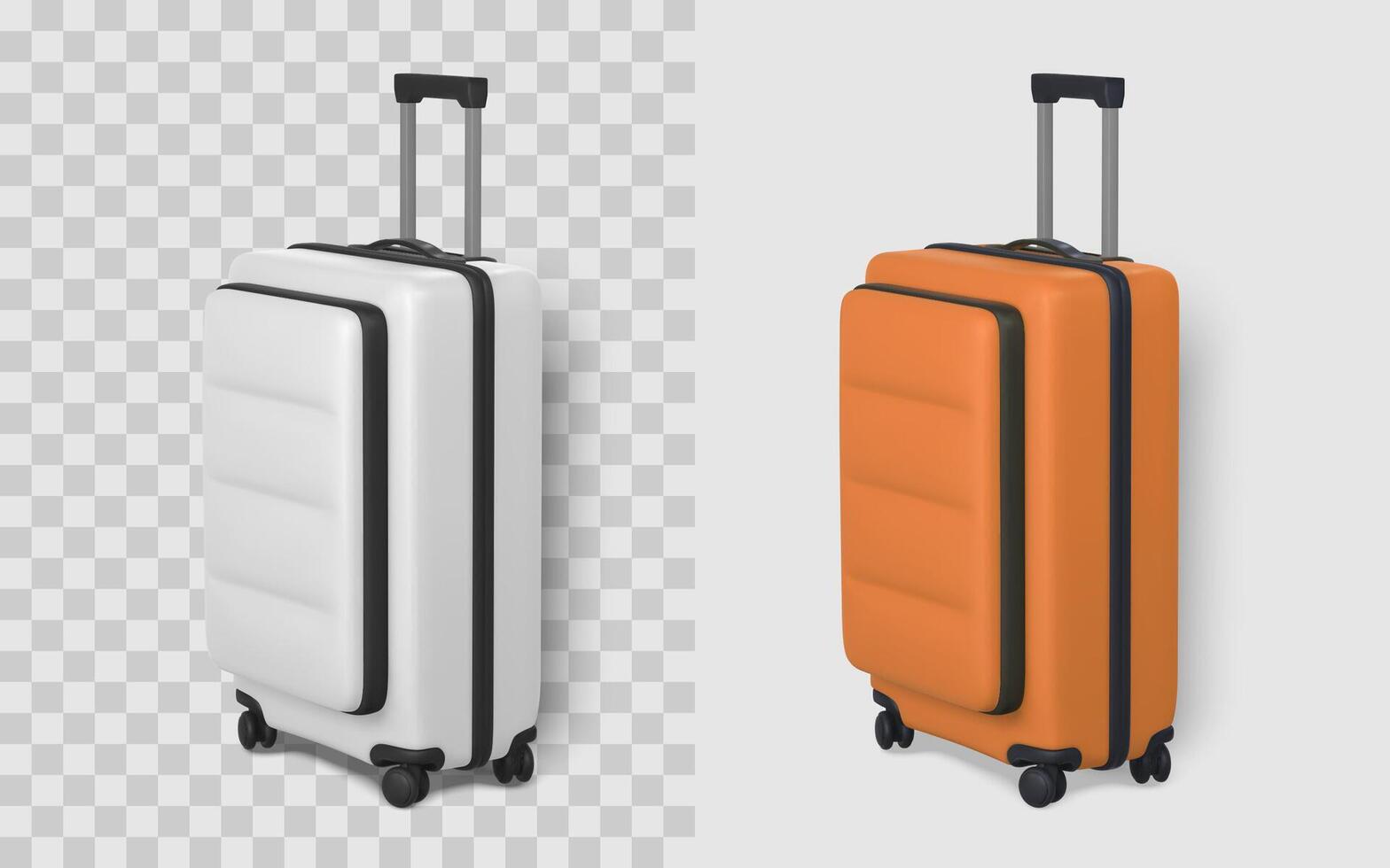 Travel Suitcase with Wheels and Handle in 3D Style Modern Hard Shell Luggage with Smooth Shadows. Illustration vector