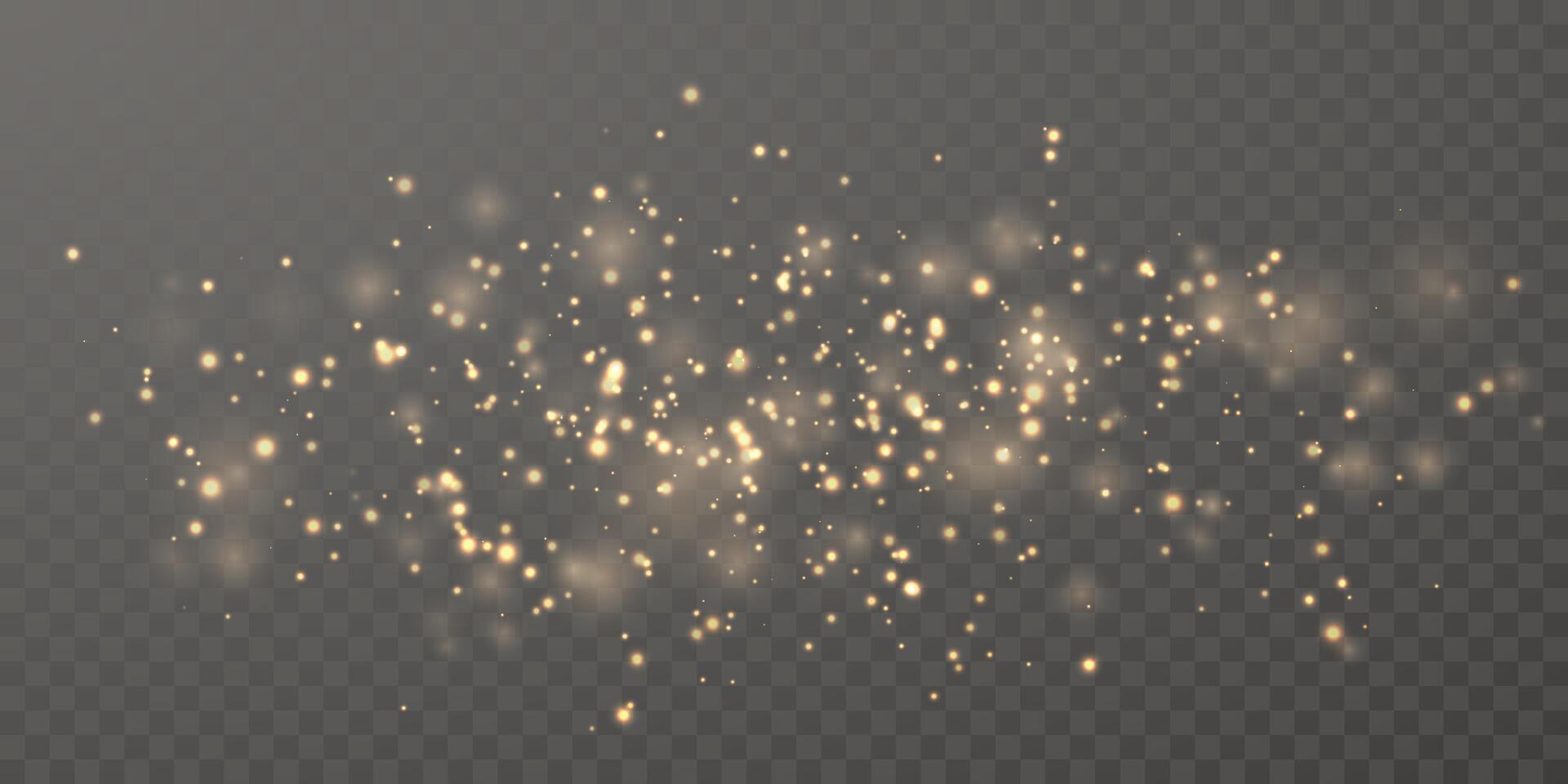 Festive sparkling gold dust. Glowing bokeh and glitter texture design vector