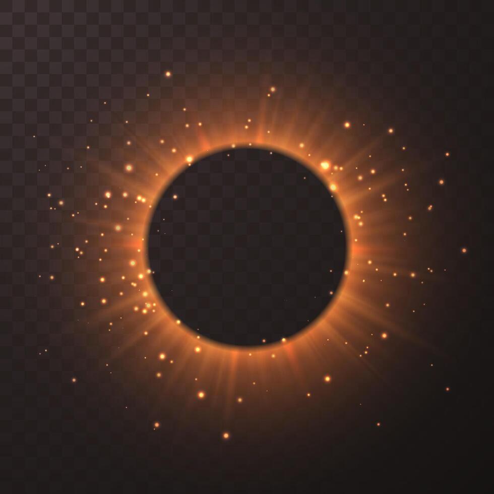 Solar eclipse or planetary collision. Large flash explosion. illustration vector
