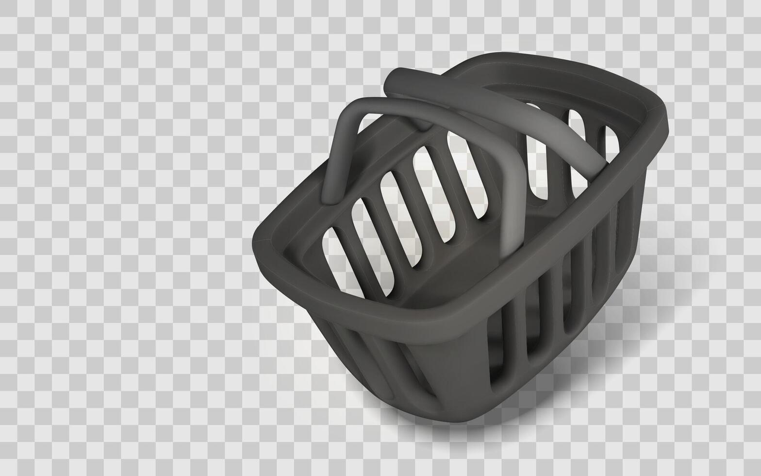 Shopping Basket Icon, Realistic Empty Plastic Market Container With Handles, Isometric View. Illustration vector