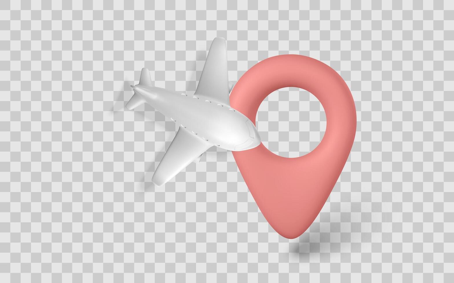 Airplane And Location Pin Icon, 3D Travel Concept. Perfect For Flight, Tourism, Or Navigation Themes. Clean Realistic Style. Illustration vector
