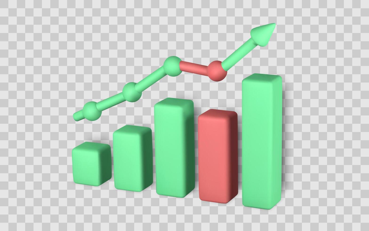 Business Growth Chart with 3D Bar Graph and Arrow Line, Representing Financial Data or Statistics, Trend Analysis, and Market Progress. Illustration vector