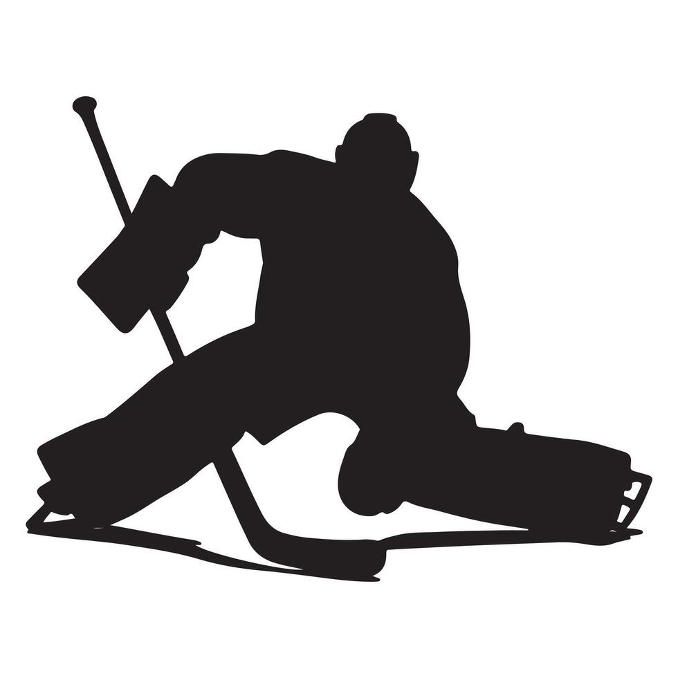 A hockey player's silhouette isolated on white graphic design vector