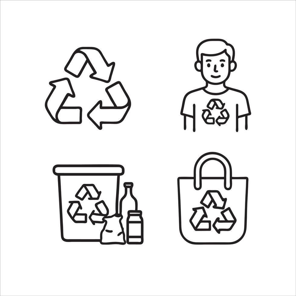 Recycling Symbol Icons Sustainable Cycle for Eco-Friendly Practices, Waste Management, and Green Living vector
