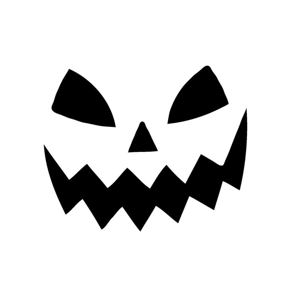 Scary jack-o'-lantern face, silhouette style, on white background. Concept of Halloween vector