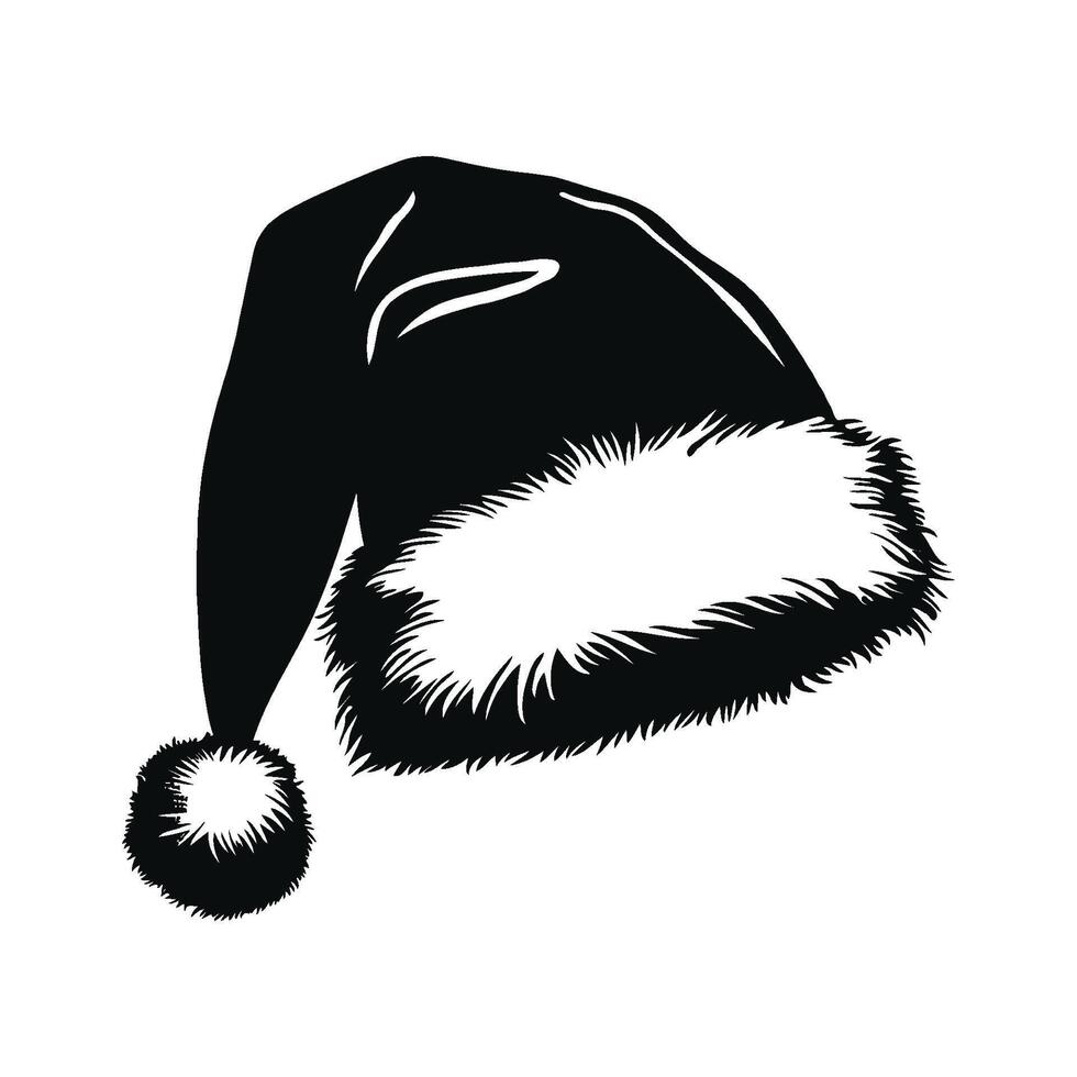 Santa Claus hat black. silhouette isolated on white background. vector