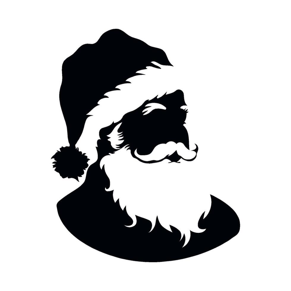 Silhouette portrait Santa Claus Santa Claus with a hat and beard. vector