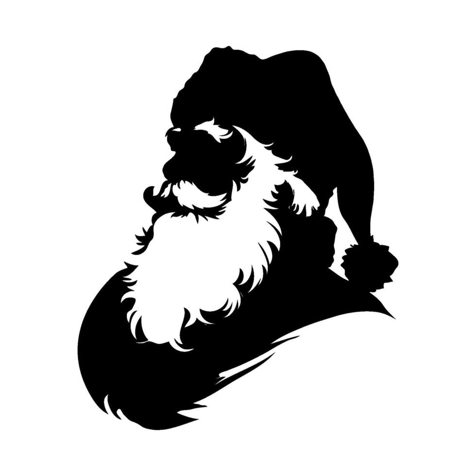Silhouette portrait Santa Claus Santa Claus with a hat and beard on white vector