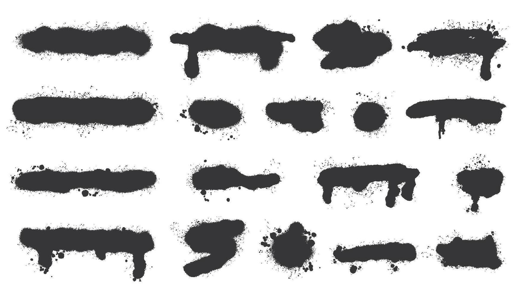 Set of spray stains of different shapes and variations vector