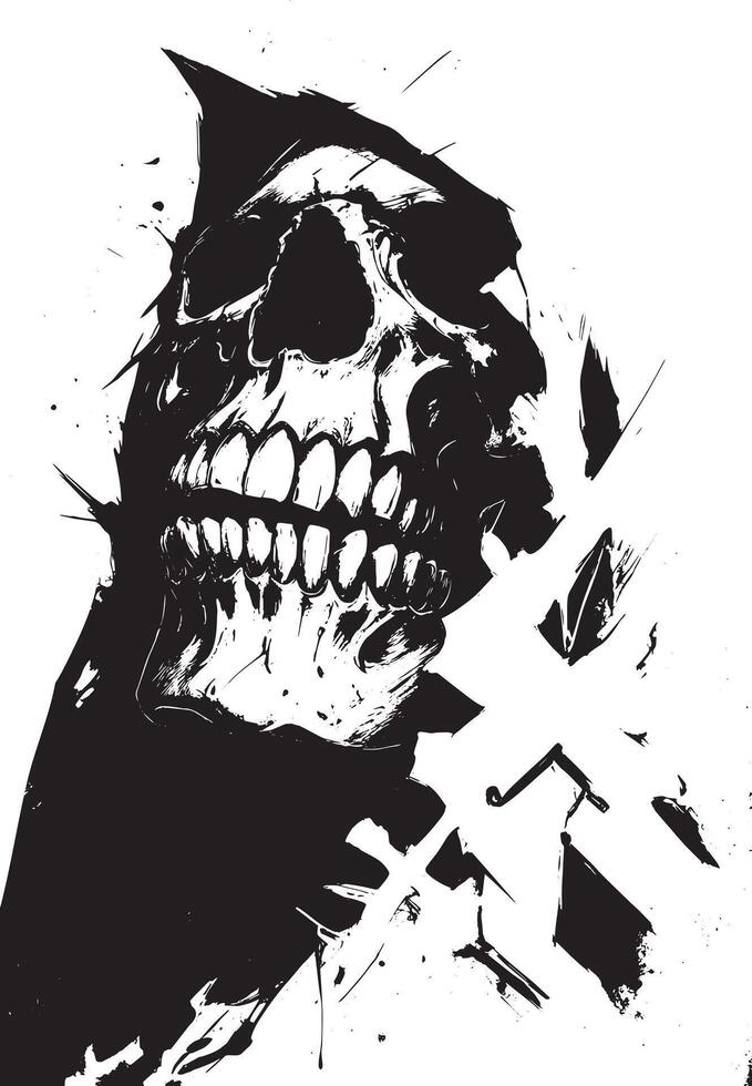 skull illustration black and white skull gurnge texture vector