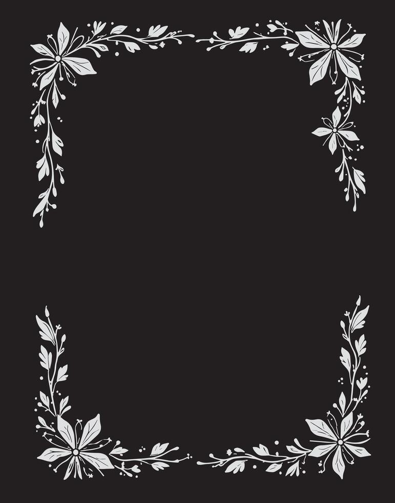 a white frame with flowers on a black background vector
