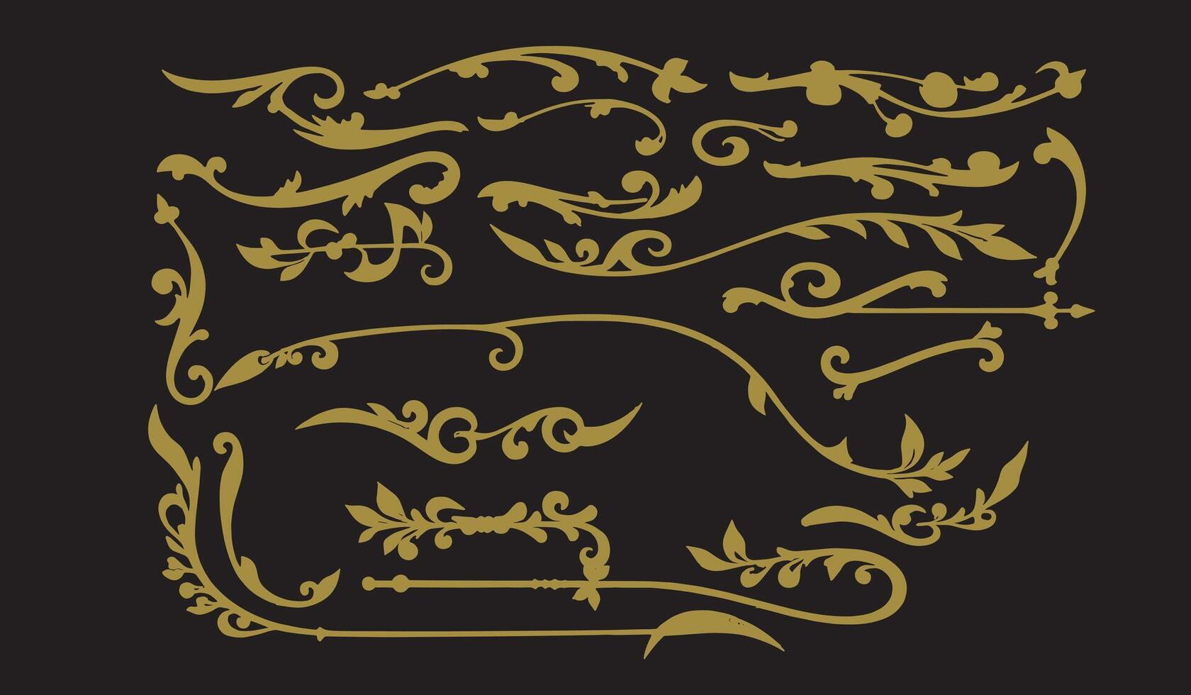 Golden decorative elements on a black background vector