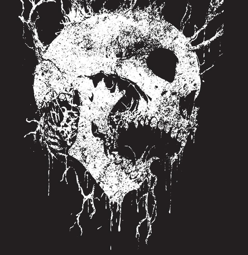 the skull is shown with a tree and a skull on it vector