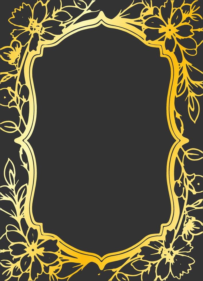 gold floral frame with a white border vector