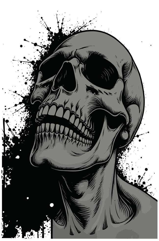 a skull with a black and white background vector