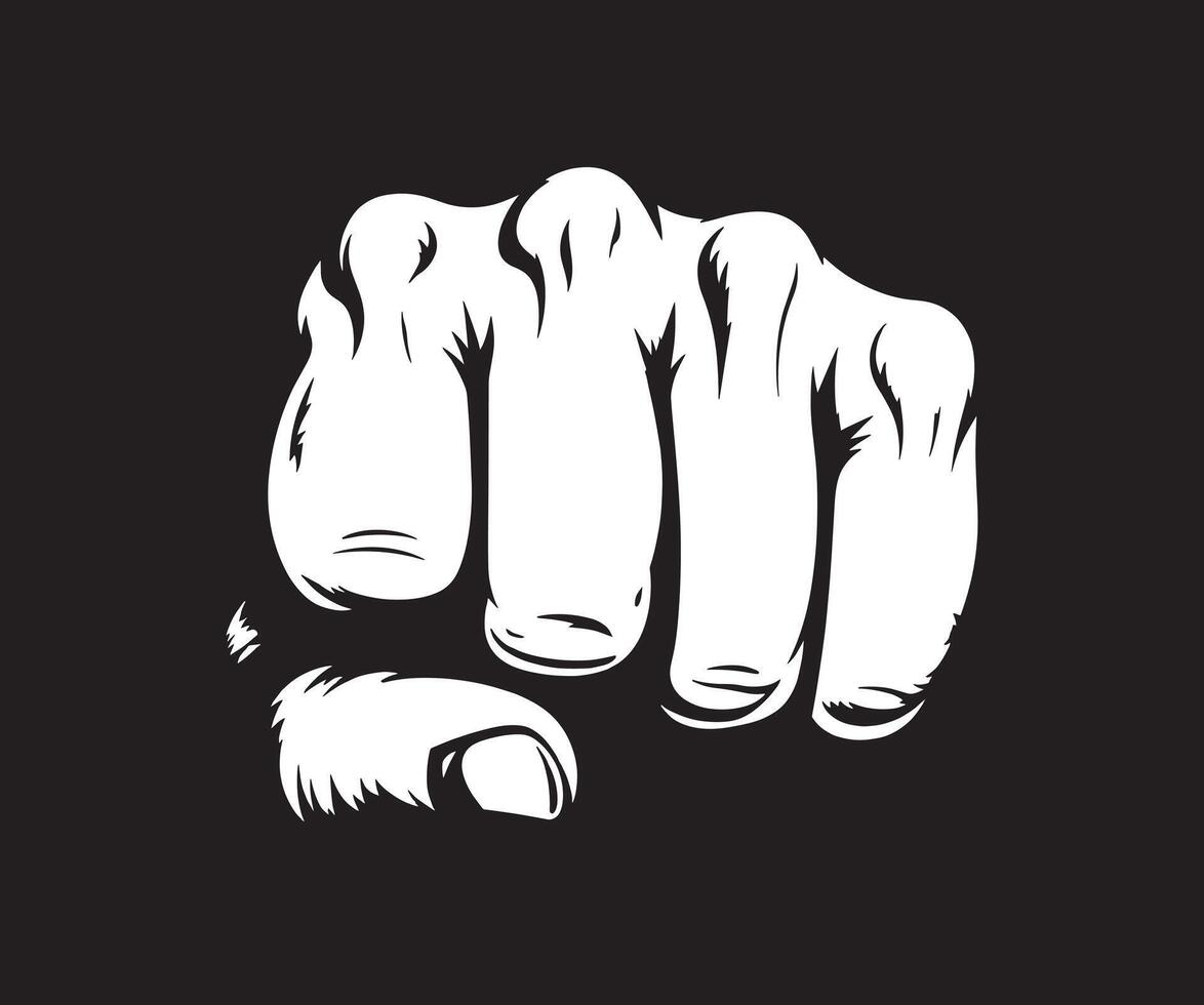 a fist is shown in white on a black background vector