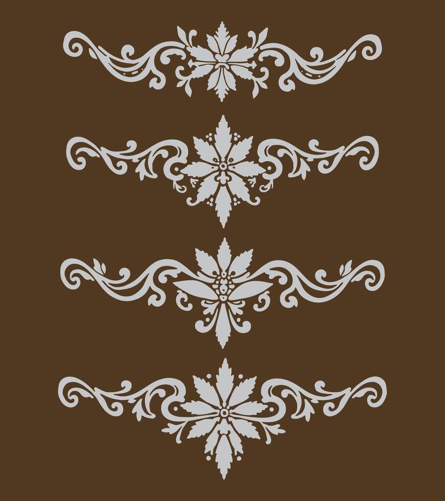 1 Set of brown dividers flowers vintage deviders for card ornament etc vector
