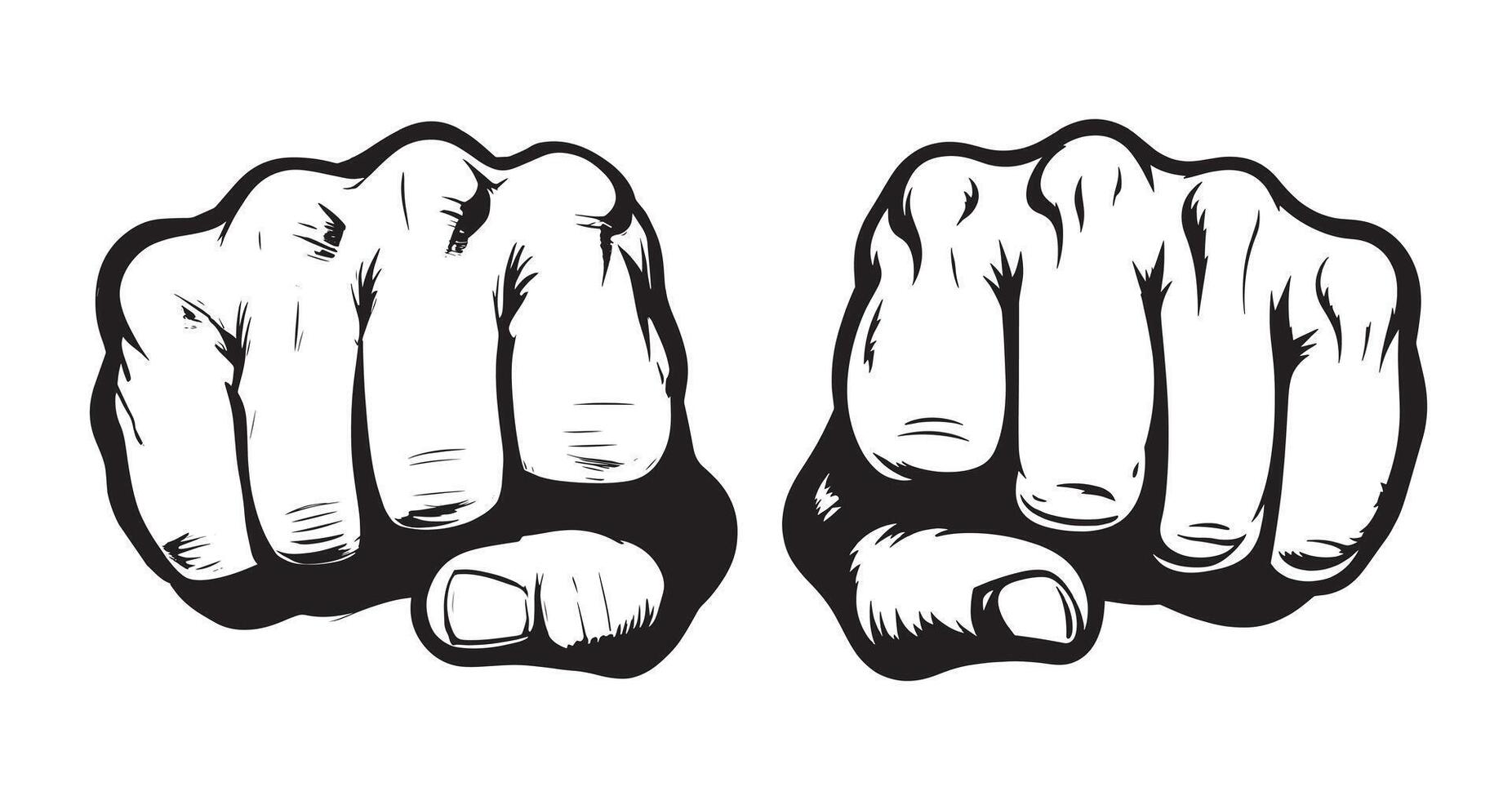 two hands with fingers pointing up on a white background line art vector