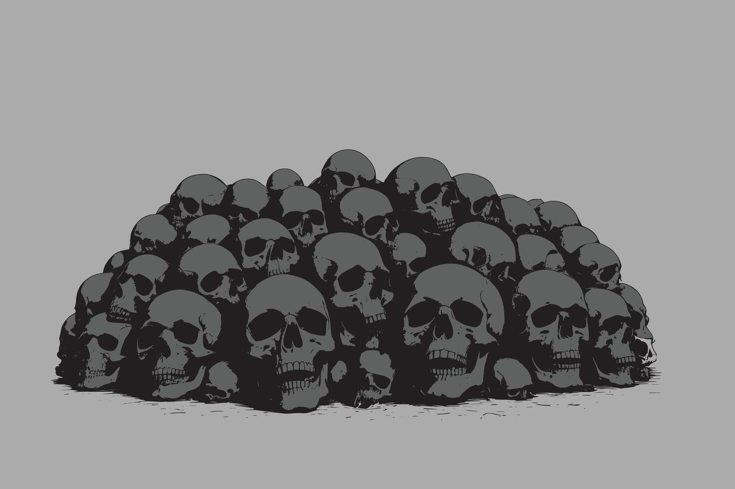 a pile of skulls on a gray background vector