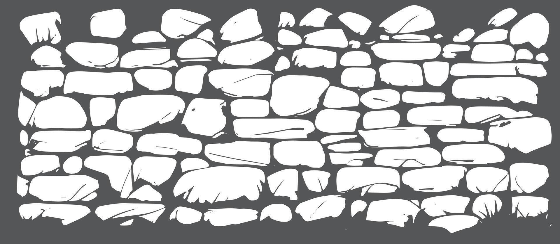 a stone wall with many different shapes vector