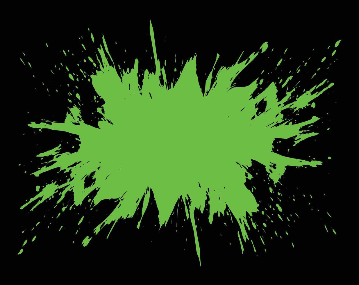 green paint splatter on black background vector