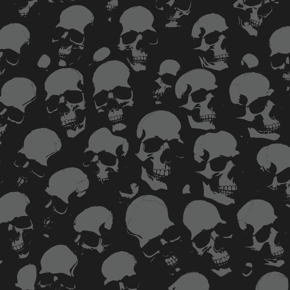 a black and white pattern with many skulls vector