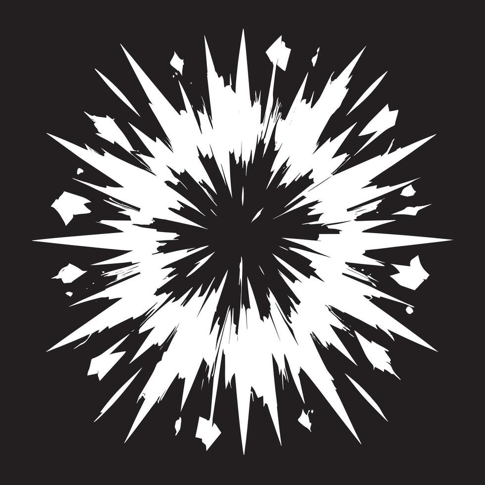 a black and white explosion with a starburst effect vector